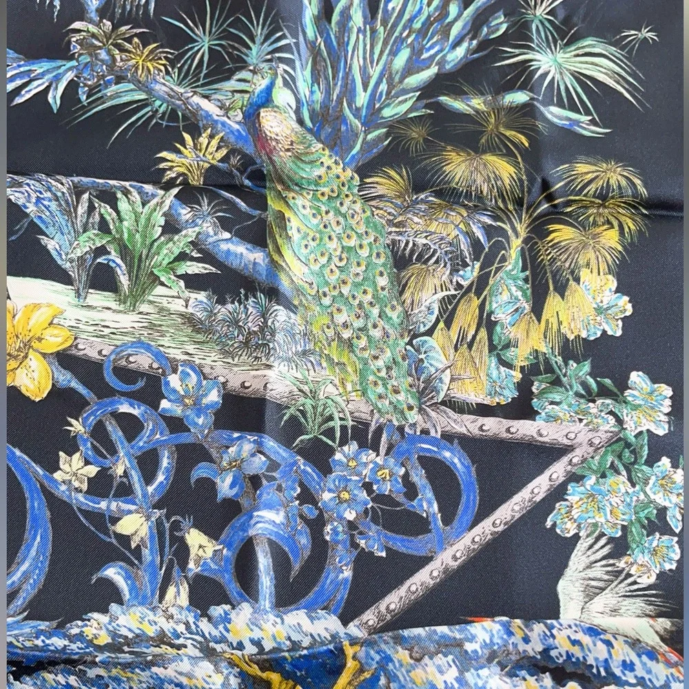 Authentic Christian Dior TOILE DE JOUY VOYAGE 90 Square Silk Scarf